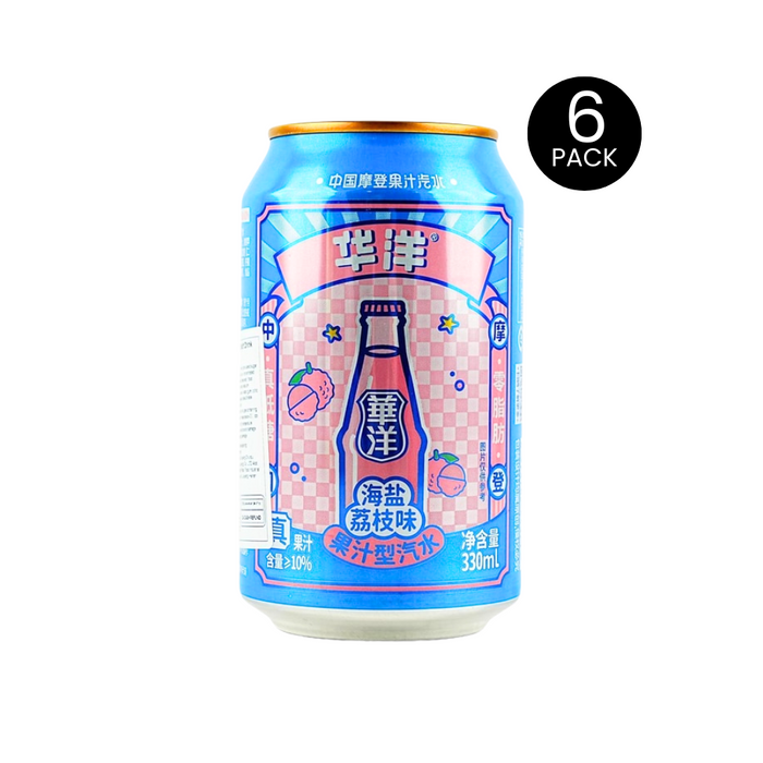 HuaYang Sea Salt Lychee Flavored Soda Low Sugar & Low Calories, 330ml