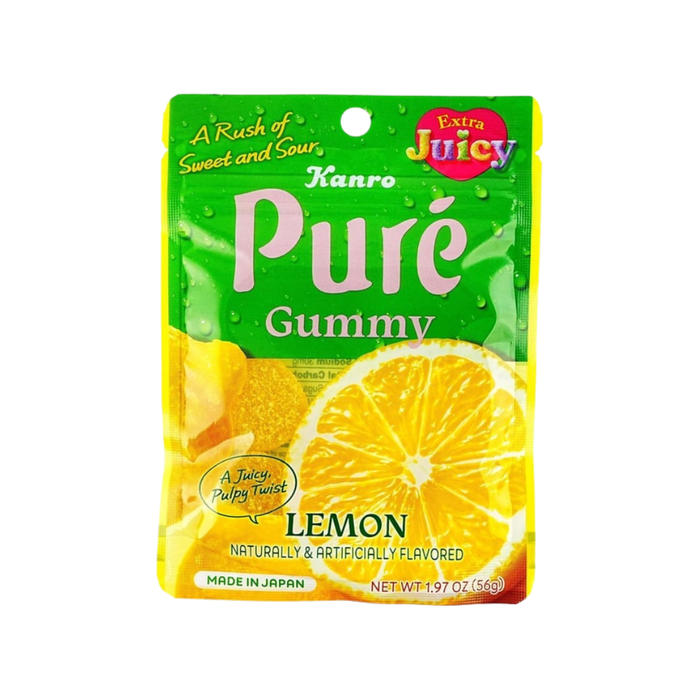 Kanro Pure Premium Lemon Sparkling Gummy Candy, 54g