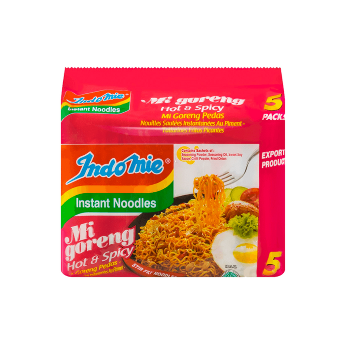 Indomie Mi Goreng Instant Stir-Fried Noodles, Hot & Spicy Flavor, 5-pack 14.1oz