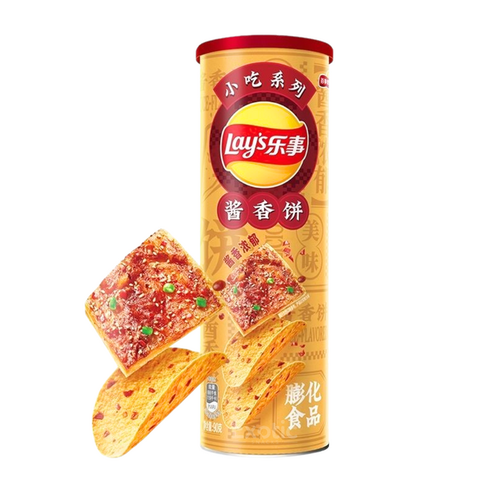 Lay's Spicy Saucy Pancake Flavor Potato Chips, 90g (Damaged Packaging)