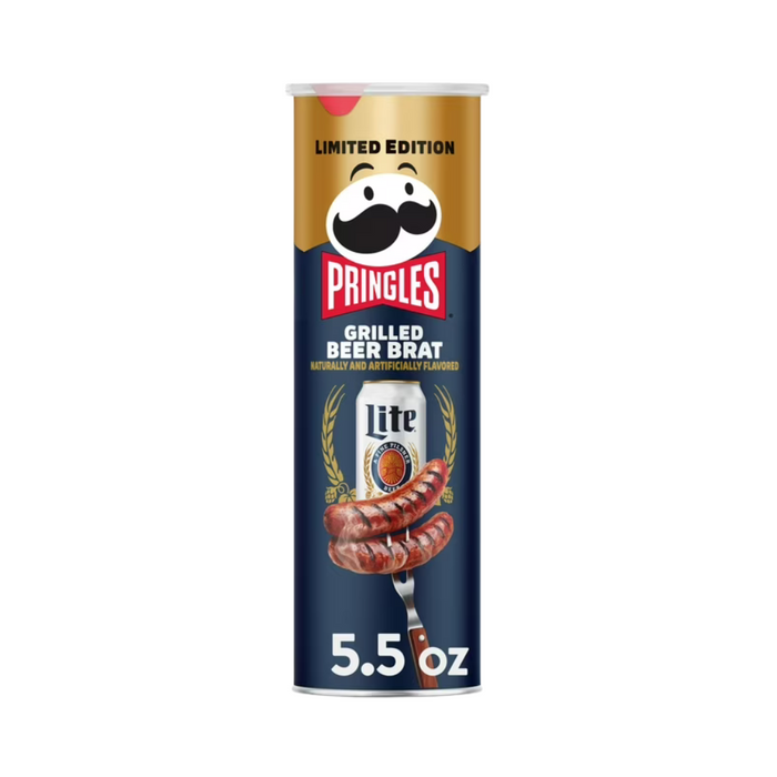 Pringles Miller Lite Grilled Beer Brat Flavor Chips, 5.5oz