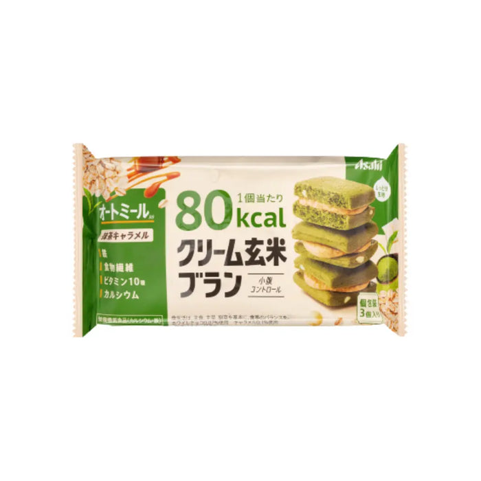 Asahi Cream Genmai Bran Matcha Caramel Low-Calorie Biscuits, 54g Asahi