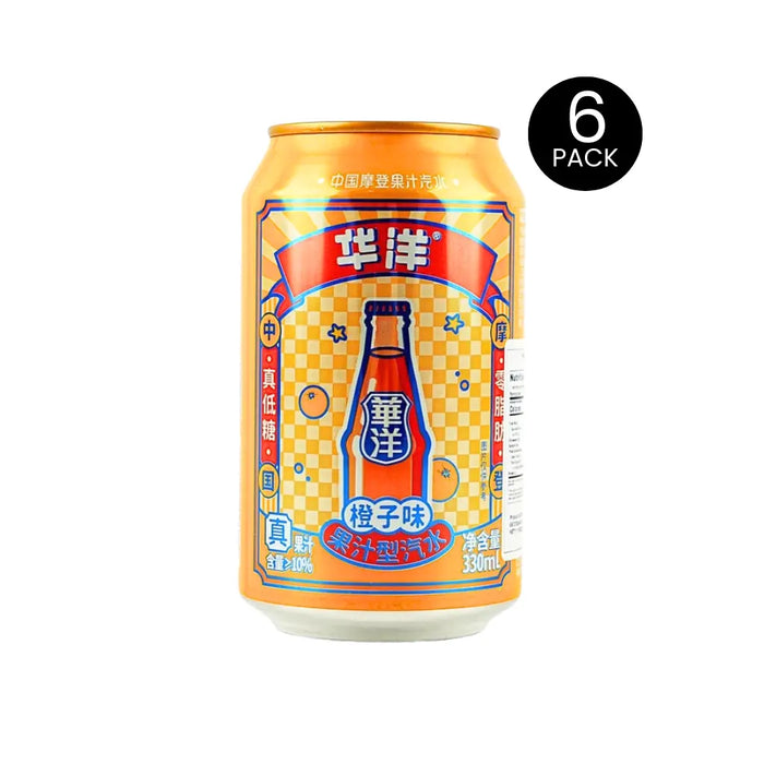 HuaYang Oranged Flavored Soda Low Sugar & Low Calories, 330ml HuaYang