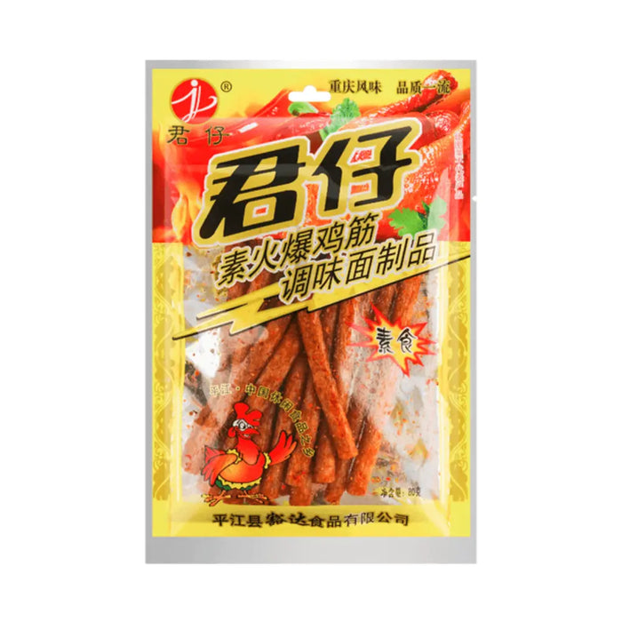 Latiao, Hot & Spicy Vegetarian Chicken Strips Chili Snack, 80g JUNZAI