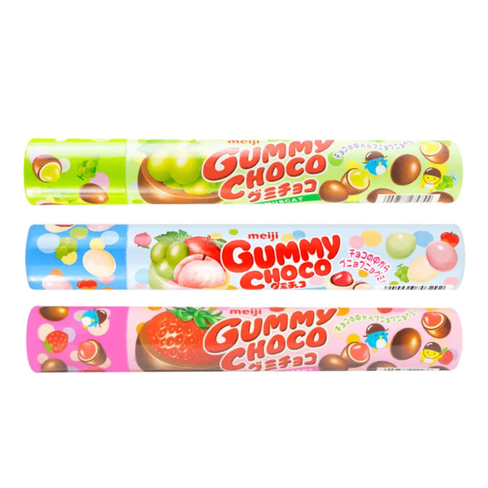 Meiji Chocolate Fruit Gummy Candy Tubes, 81g