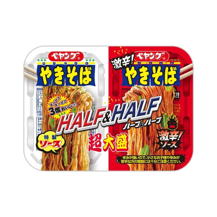 Peyuong Super Large Yakisoba Half & Half Secret Sauce & Spicy Sauce Instant Fried Noodles, 235g Peyoung