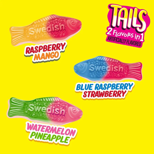 Swedish Fish Tails 2 Flavors in 1 Soft & Chewy Candy, 102g Mondelez