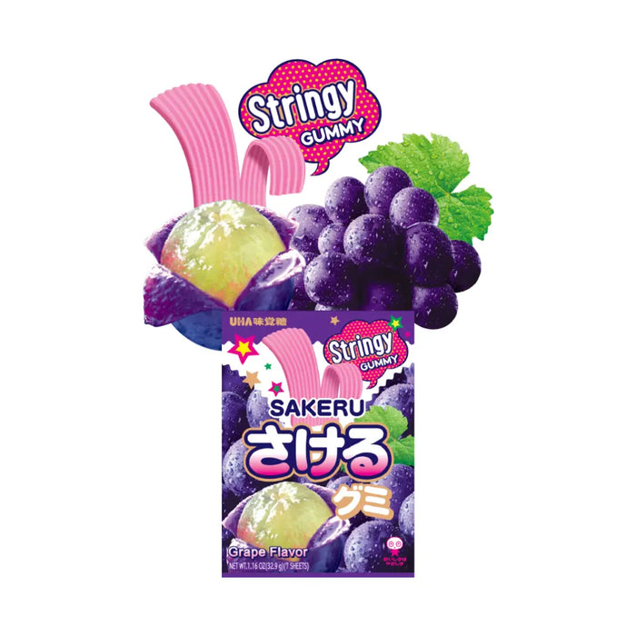 UHA Stringy Gummy Grape Flavor, 33g UHA