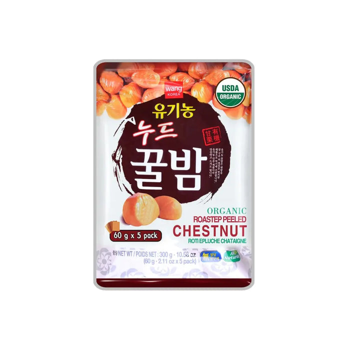 Wang Food Organic Roasted Peeled Chestnuts, 300g (60g x 5 Packs) Wang Food