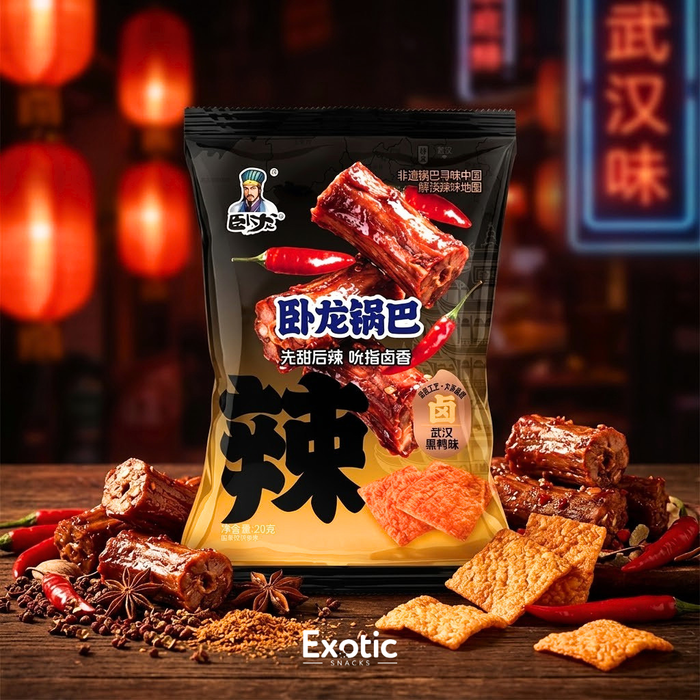 Wolong Wuhan Black Duck Flavor Crisp Rice Cracker, 108g