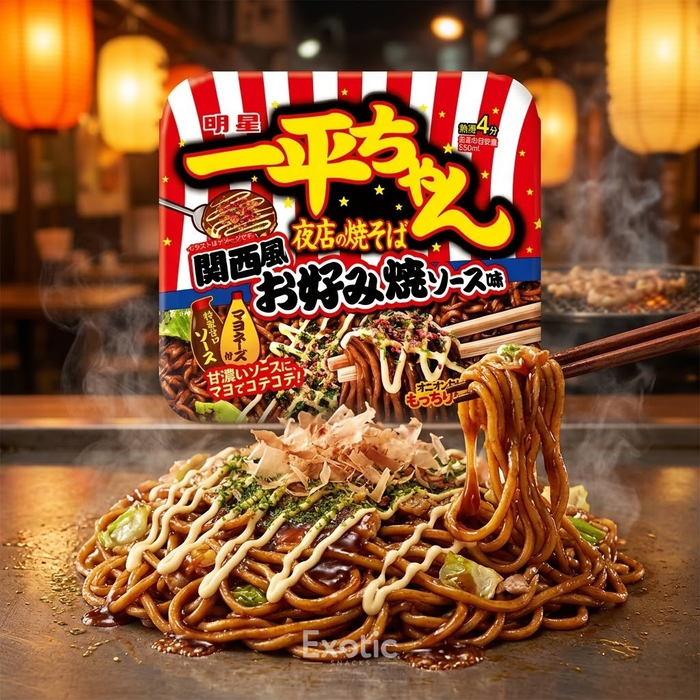 Myojo Ippei-Chan Yakisoba, Kansai Style Okonomiyaki Sauce Flavor, 122g