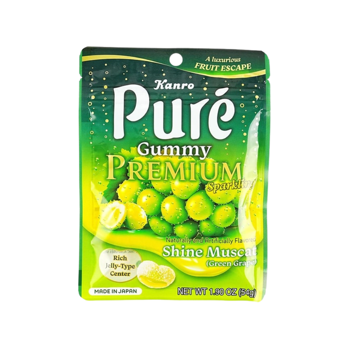 Kanro Pure Premium Shine Muscat Sparkling Gummy Candy, 54g