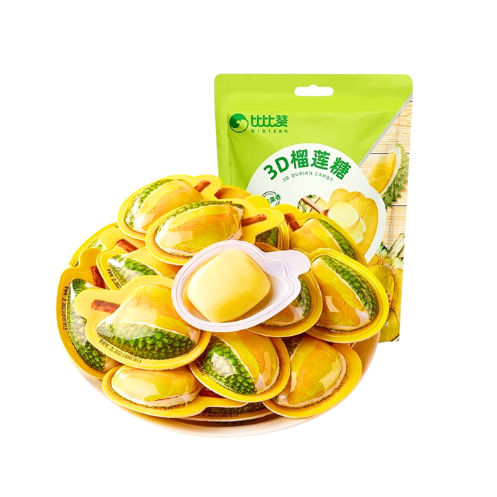 Bibizan 3D Durian Flavor Soft Candy Made with Real Durian Pulp, 200g