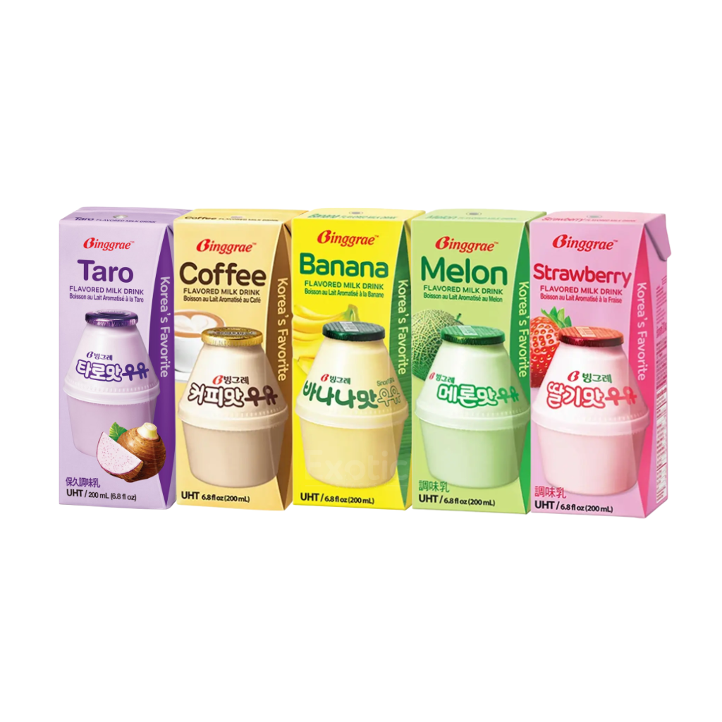 Binggrae Korean flavored milk drink box, the family of milks that includes coconut