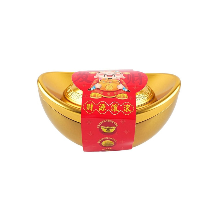 Gold Ingot Candy Gift Box, Chocolate - Lychee Flavor Lucky Candy, 200g