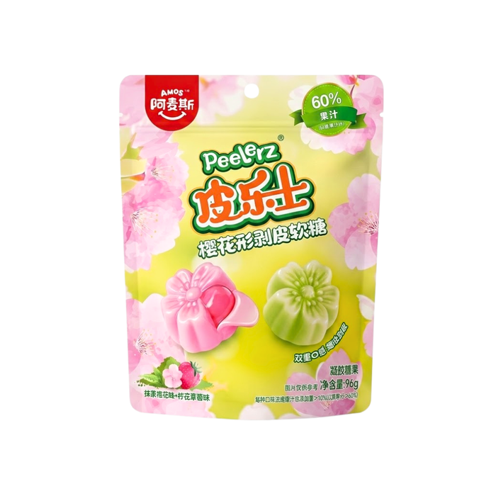 Amos Peelerz Peelable Matcha + Strawberry Flavor Sakura Gummy, 96g