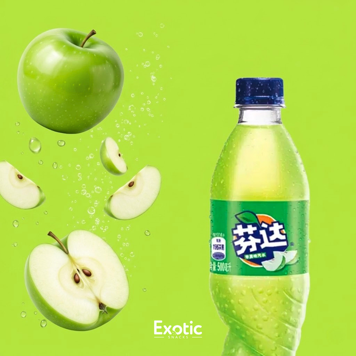 Fanta Green Apple Flavored Soda, 500ml - China