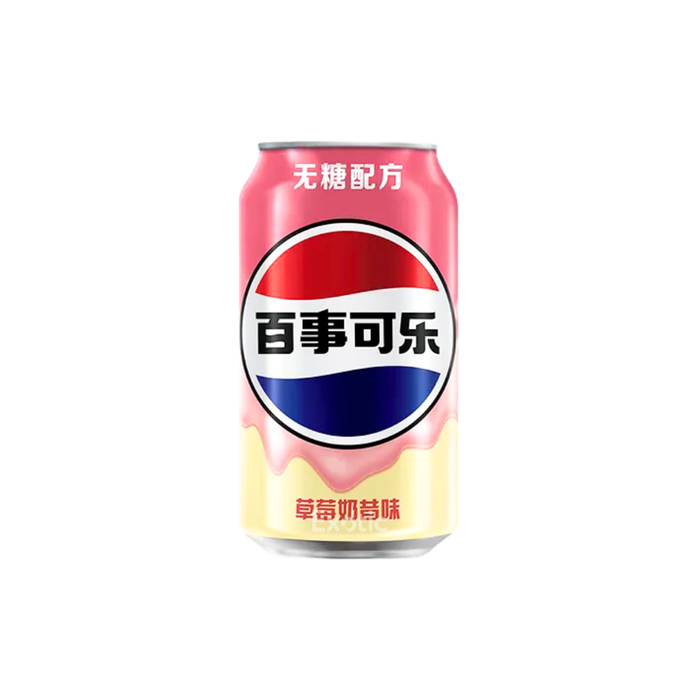 Pepsi Zero Sugar Strawberry Milkshake Flavor Soda Can, 330ml