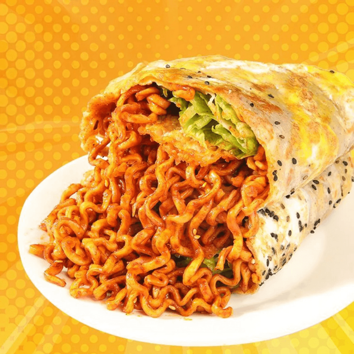 TianRan Crepe Buldak Ramen Burrito Hot & Spicy Flavor Noodles, 130g