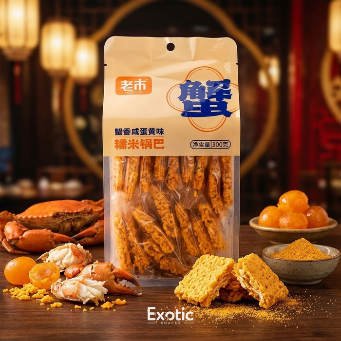 Laoshi Rice Crust Cracker Crab Yolk Flavor, 300g