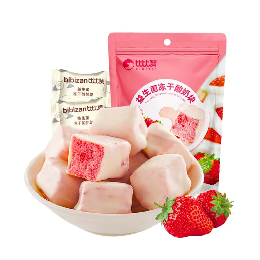 苺　0729 Bibizan Probiotic Freeze-Dried Yogurt Bites Strawberry Flavor, 40g