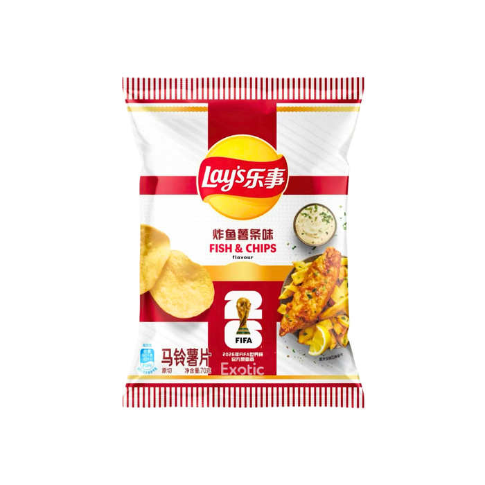 Lay's 2026 FIFA World Cup Limited Edition England Fish & Chips Flavor Potato Chips, 70g
