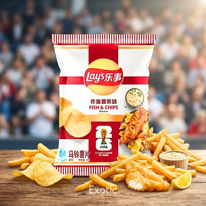 Lay's 2026 FIFA World Cup Limited Edition England Fish & Chips Flavor Potato Chips, 70g