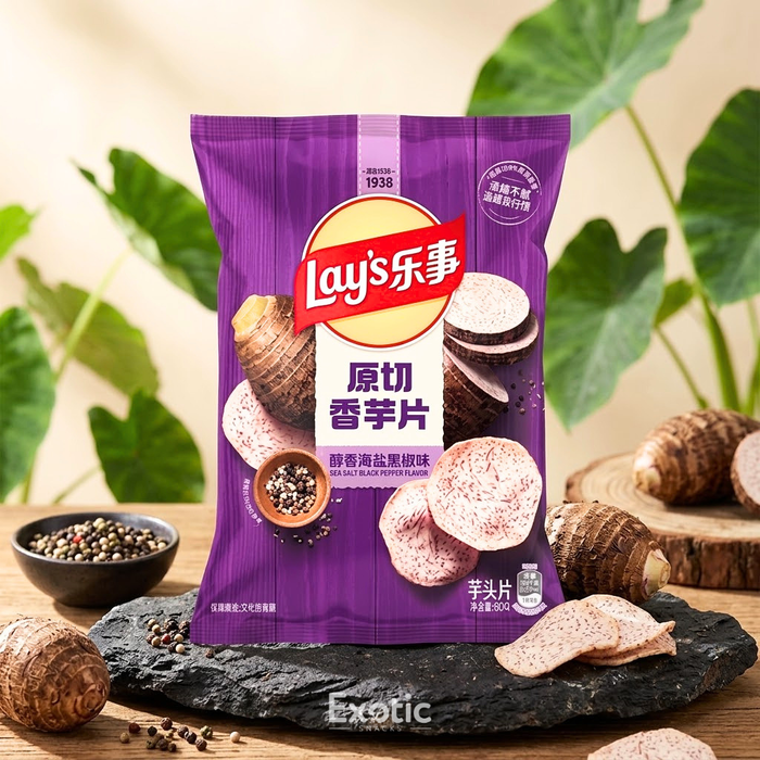 Lay's Real Taro Sea Salt & Black Pepper Flavor Chips, 60g