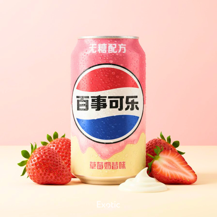 Pepsi Zero Sugar Strawberry Milkshake Flavor Soda Can, 330ml