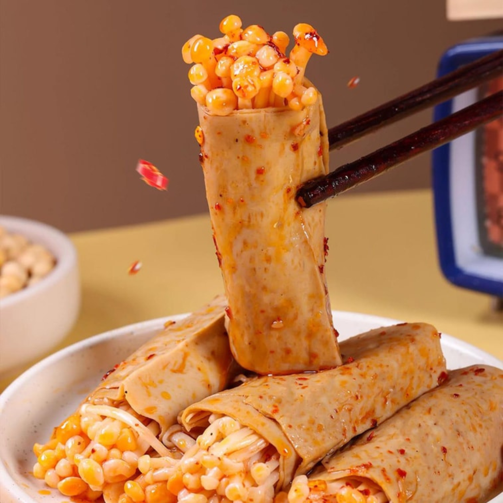 Chuan's Delicious Food Enoki Mushroom Tofu Roll, 118g — Exotic