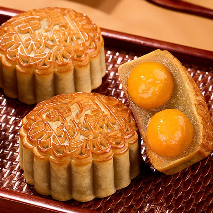 Huamei Intangible Cultural Heritage Classic Mooncake Gift Box, Yolk Pure White Lotus Paste Flavor, 6Pcs