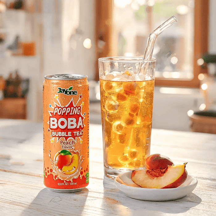 Jayone Popping Boba Bubble Tea Peach Flavor, 320ml