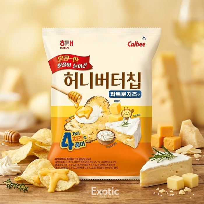 Haitai Korean Honey Butter Quattro Cheese Flavor Potato Chips, 55g