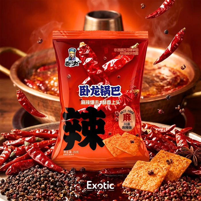 Wolong Sichuan Chongqing Spicy & Numbing Flavor Crisp Rice Cracker, 108g