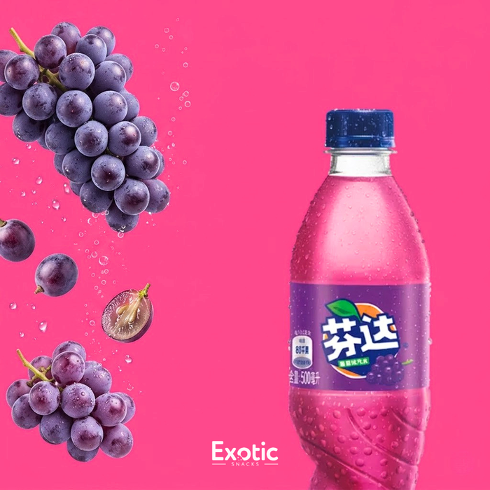 Fanta Grape Flavored Soda, 500ml - China