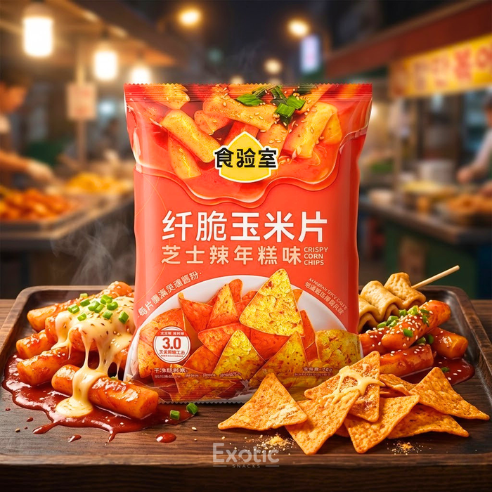 Food Laboratory Cheese Spicy Tteokbokki Flavor Corn Chips, 30g