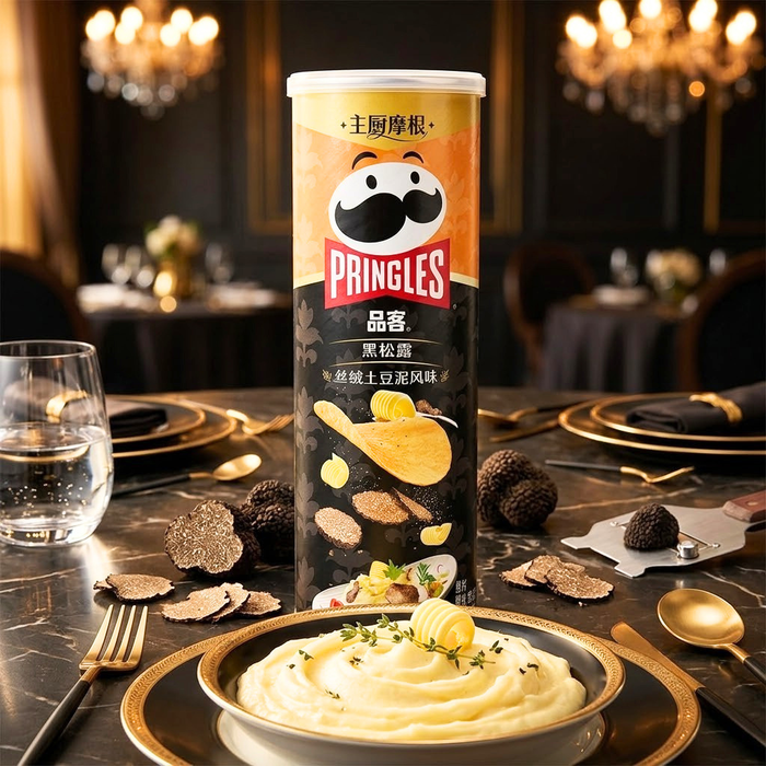 Chips de pommes de terre saveur premium Pringles à la truffe noire et purée de pommes de terre veloutée, 80g