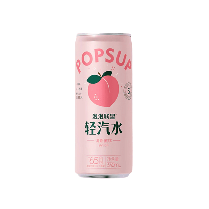 PopSup Prebiotic Light Soda Peach Flavor, 330ml