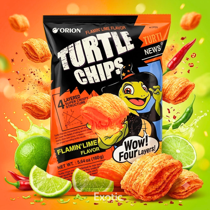 Orion Turtle Chips Flamin's Lime Flavor, 160g