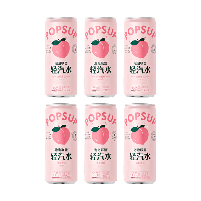 PopSup Prebiotic Light Soda Peach Flavor, 330ml