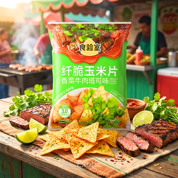 Food Laboratory Cilantro Beef Flavor Corn Chips, 30g