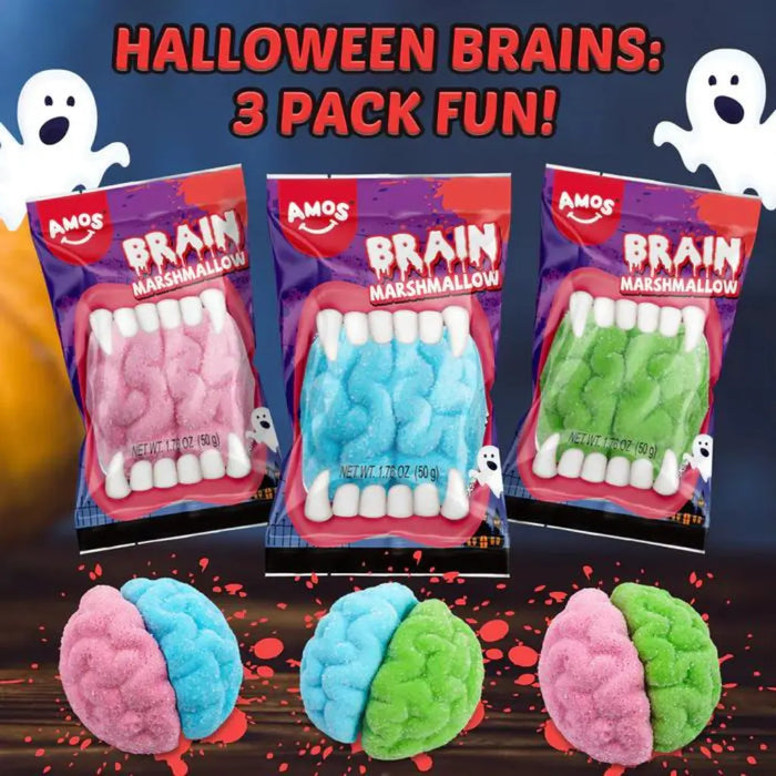 Amos Gummy Brains Marshmallow Halloween Edition, 3-Pack Amos Sweets