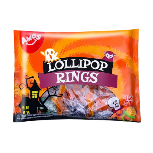 Amos Lollipop Finger Rings Halloween Edition, 120g Amos Sweets