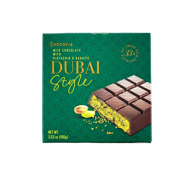 Chocovia Dubai Style Milk Chocolate with Pistachio & Kadayif Paste, 100g Chocovia