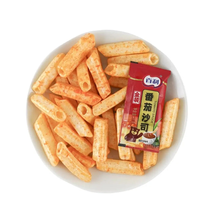 Crunchy French Frie Snack with Ketchup Packet, 70g Lang Lang Crisp