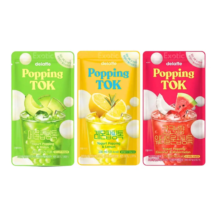 Delaffe Korean Pouch Drinks Popping Boba Fruit Flavors - 230ml Delaffe