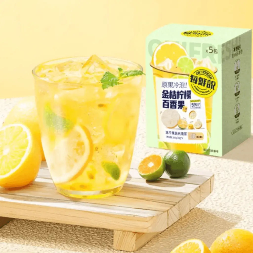 Fresh Tea Freeze Freeze-Dried Fresh Fruit Tea, Kumquat Lemon Passion Fruit, 20g x 5pc ...