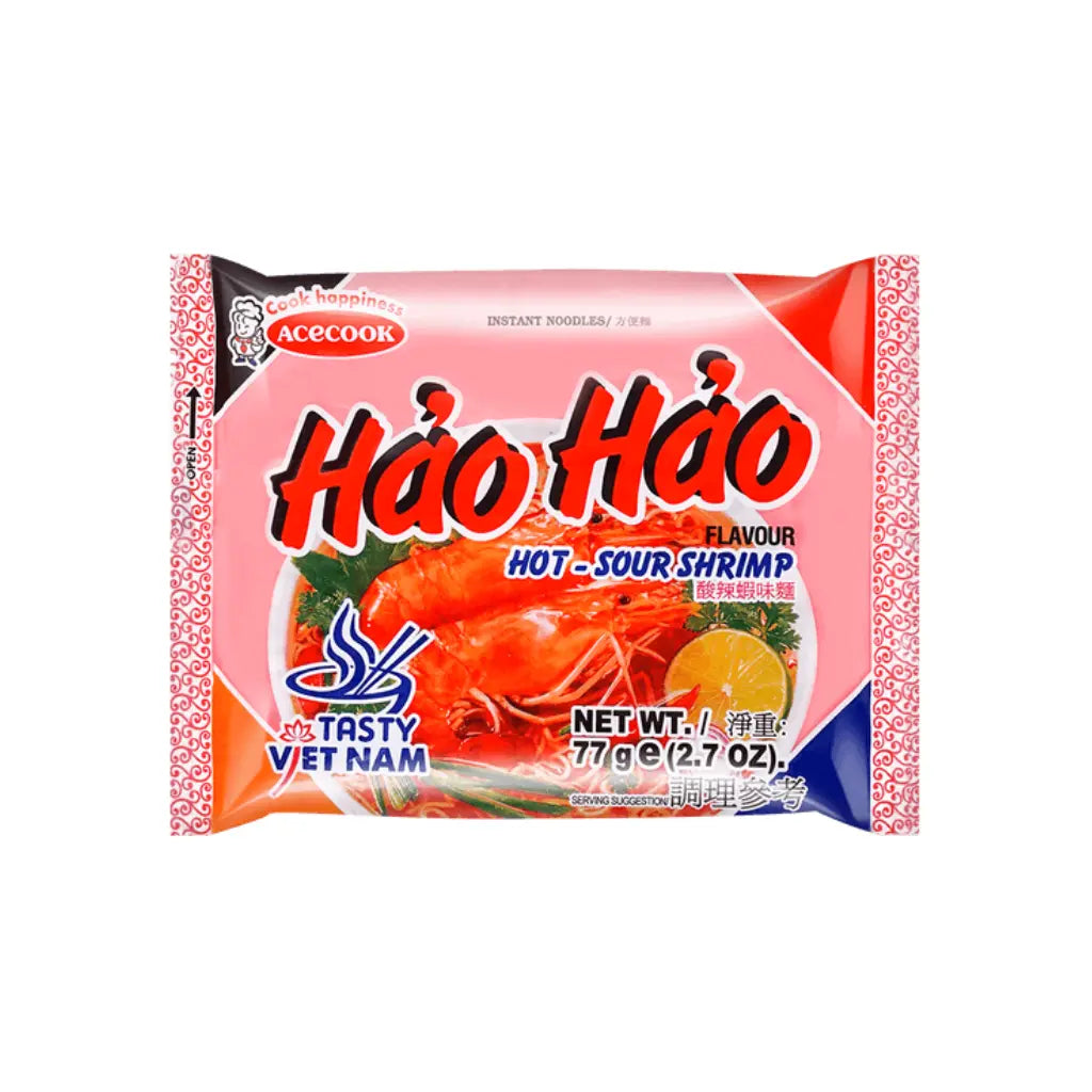 Hao Hao Hot Sour Shrimp Flavor Noodles, 77g x 5 Pack — Exotic