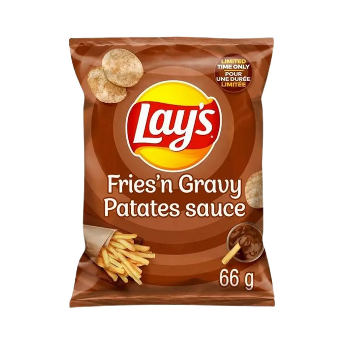 Lay's Fries'n Gravy Patates Sauce Flavor Potato Chips, 66g (Canada)
