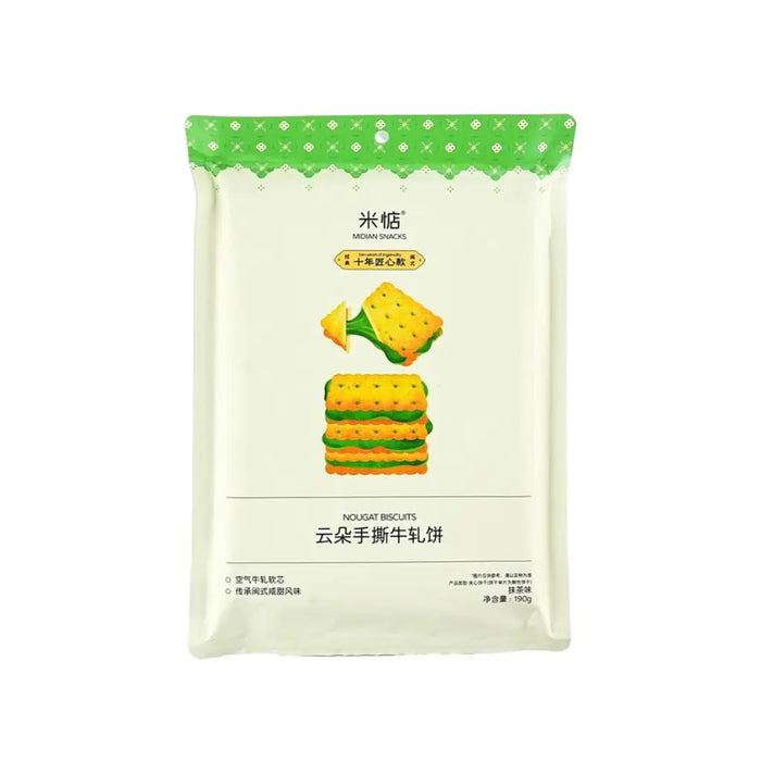 Midian Nougat Biscuits Matcha Flavor, 190g Midian